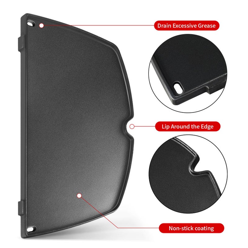 GGC 6559 Cast Iron Griddle for Weber Q2000 Q200 Q220 Q240 Q260 Q2200 Q2400 Series Grills, 15.3" x 10.8" Grill Grates Replacement Parts for Weber Q200 Griddles - Image 5